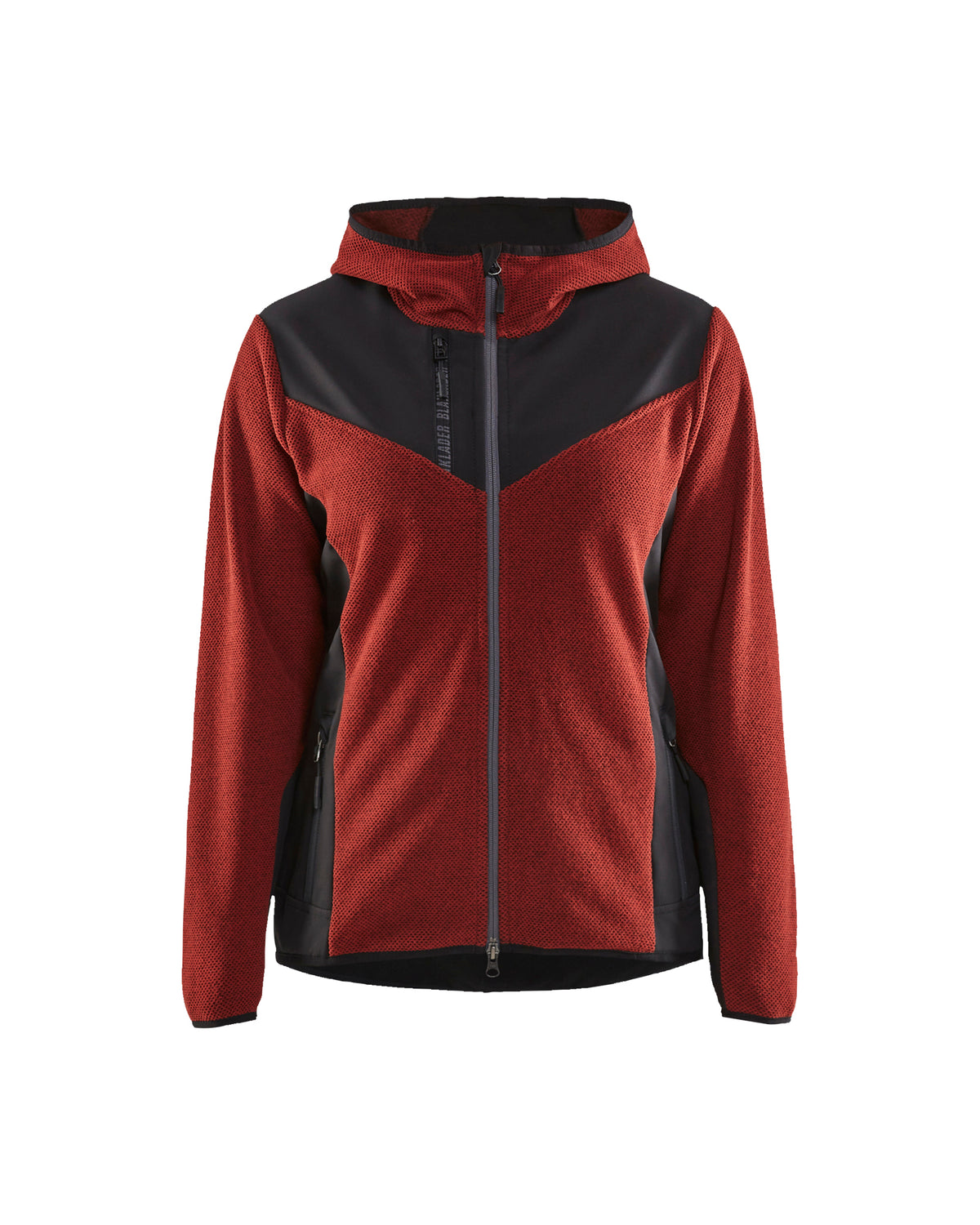 Women's Knitted Fleece Jacket - Burned Red/Black