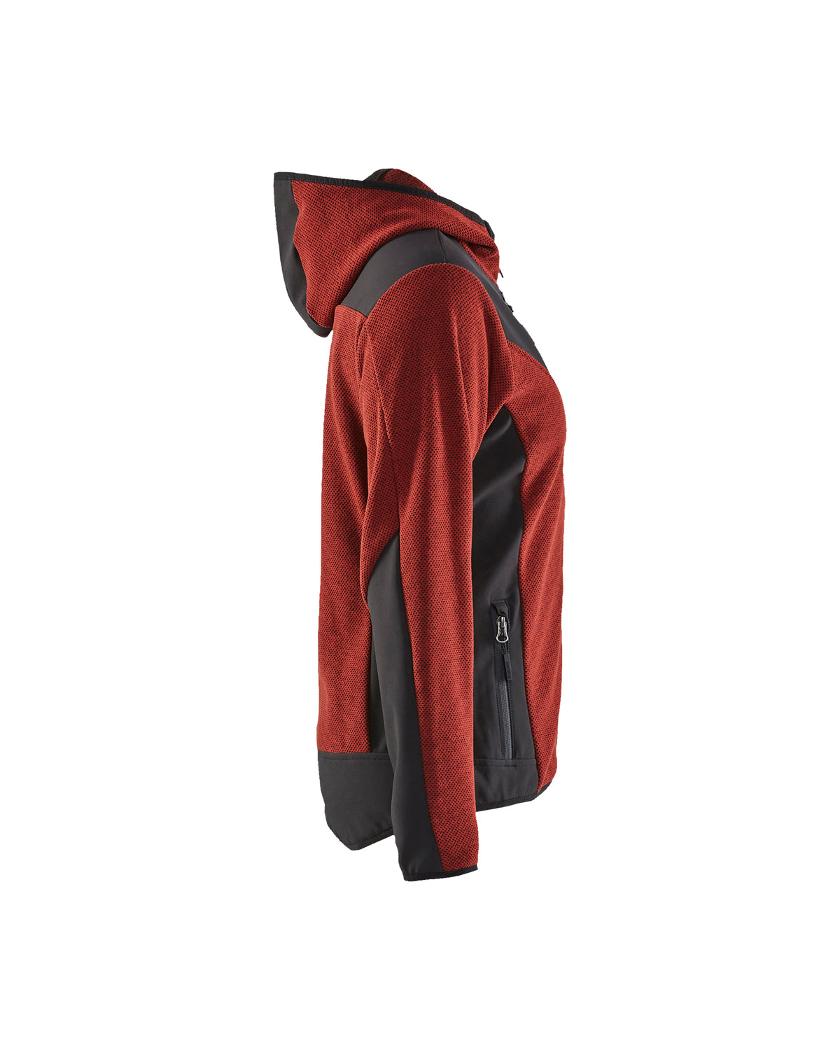 Women's Knitted Fleece Jacket - Burned Red/Black