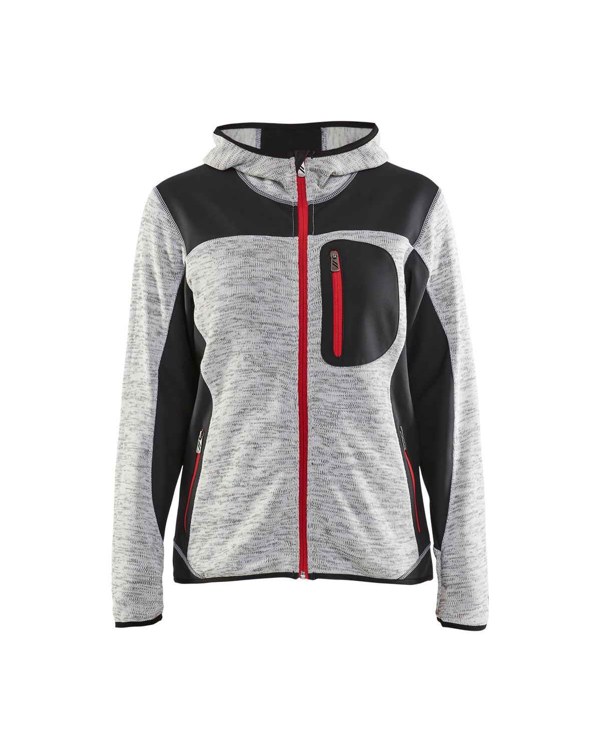 Women's Knitted Jacket - Grey Melange / Black