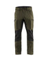 Service Pants with Stretch - Dark olive green /black