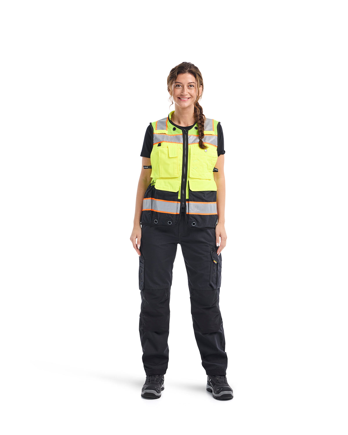 US Women's Hi-Vis Surveyor's Vest - Yellow Hi-viz/Black