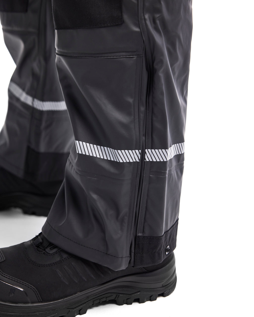 Reflective Rain Suspender Pants - Black