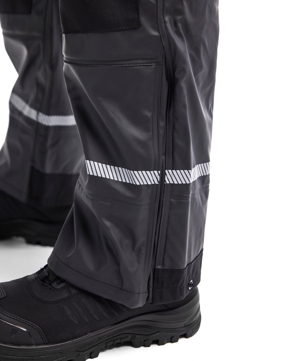 Reflective Rain Suspender Pants - Black