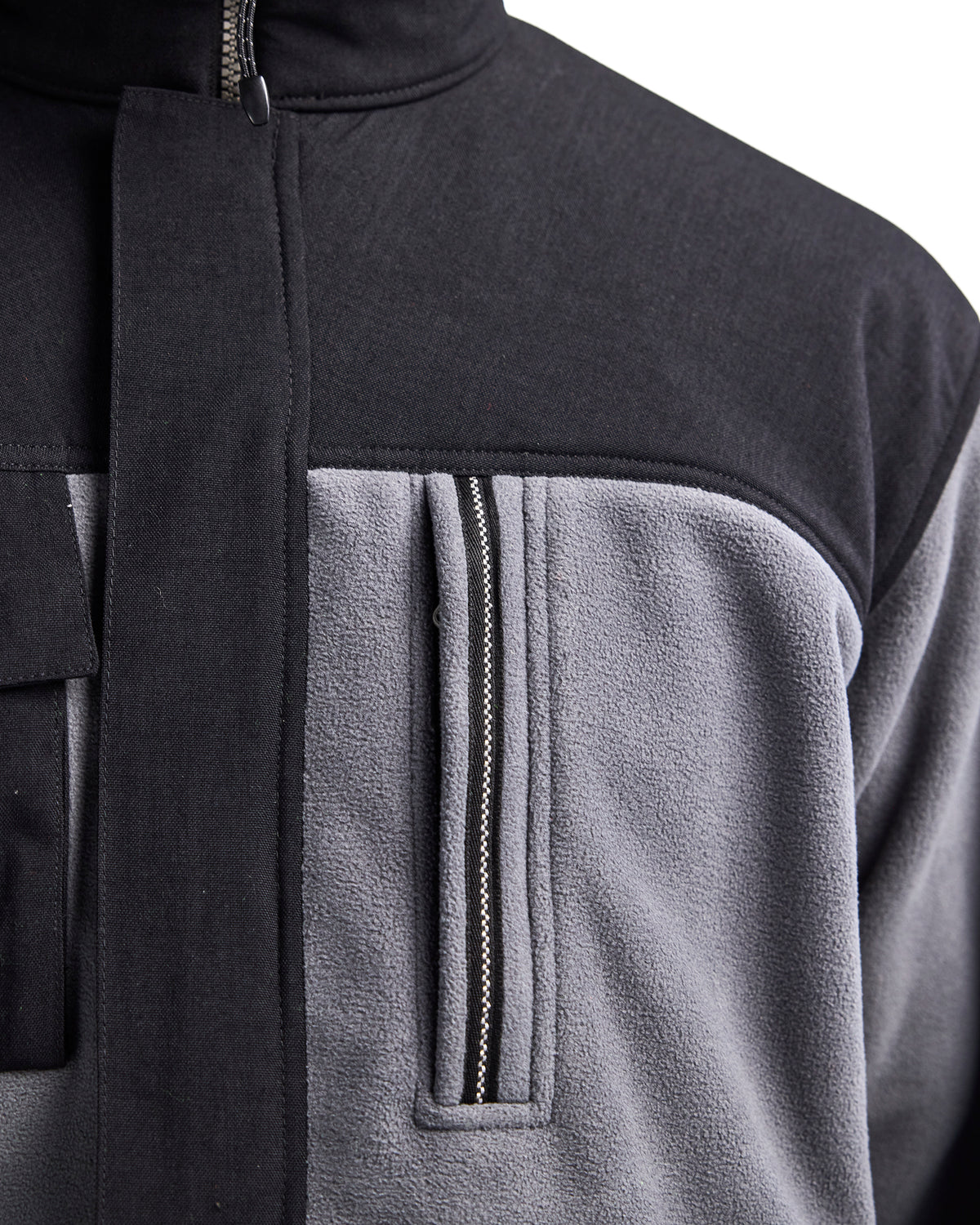 VESTE EN MOLLETON À DOUBLE POIGNETS - Gris/Noir