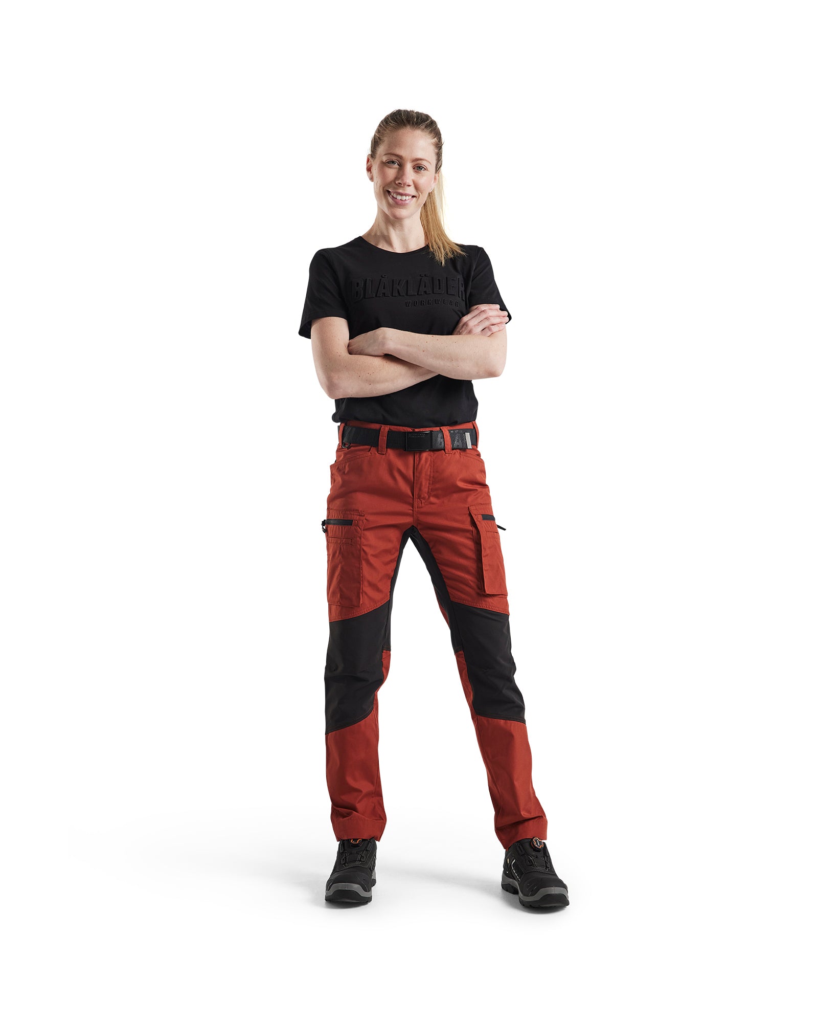 WOMEN'S SERVICE STRETCH PANTS - Burned Red/Black