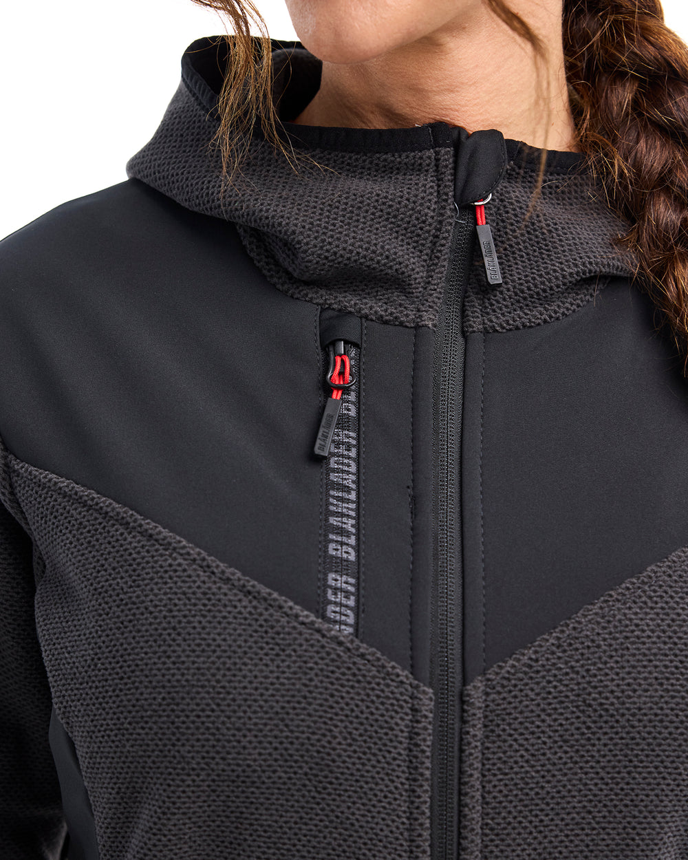 Women's Knitted Fleece Jacket - Dark grey/Black