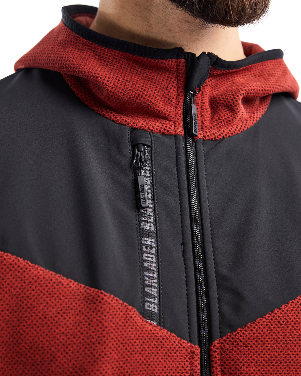 Knitted Fleece Jacket - Burned Red/Black
