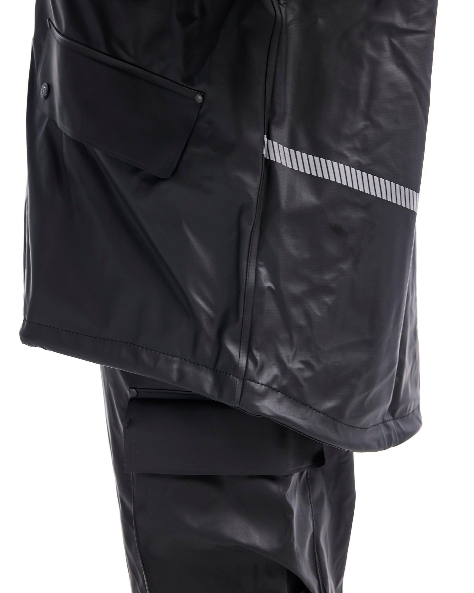 Hooded Rain Jacket with Reflective Details - Black