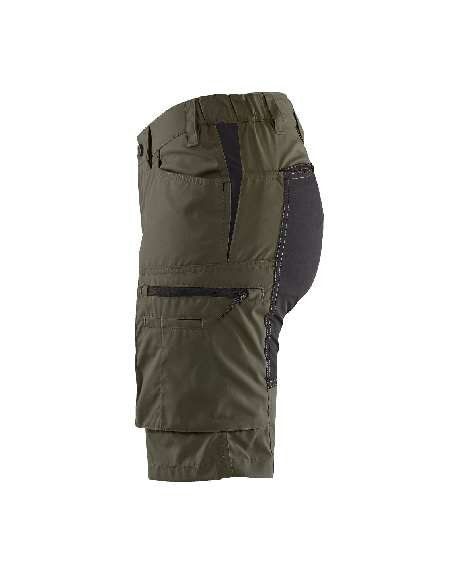 Women's Service Shorts With Stretch - Dark olive green /black
