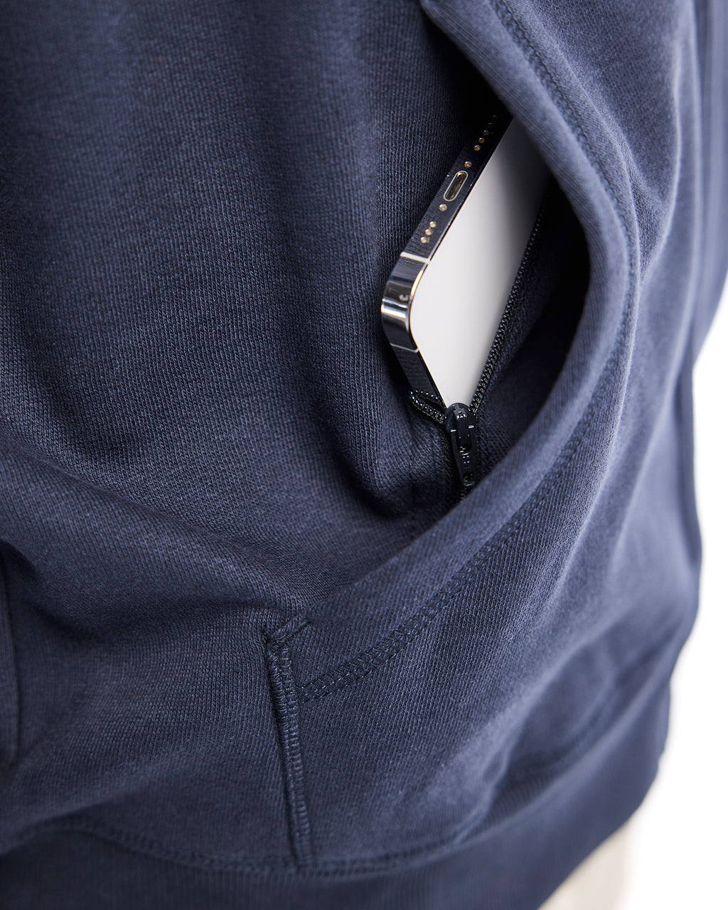 Branded Hooded Zip-up Sweatshirt - Dark navy blue