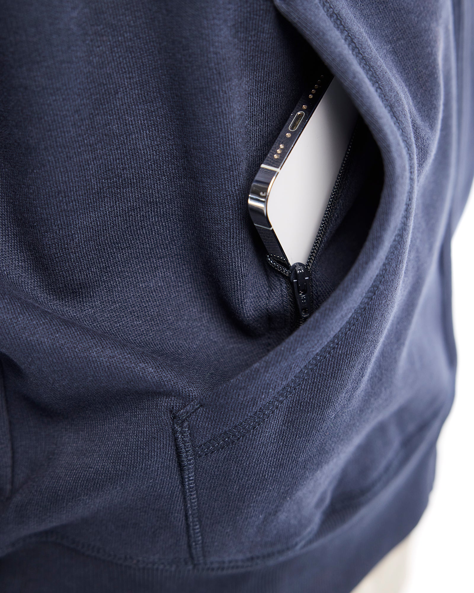 Branded Hooded Zip-up Sweatshirt - Dark navy blue