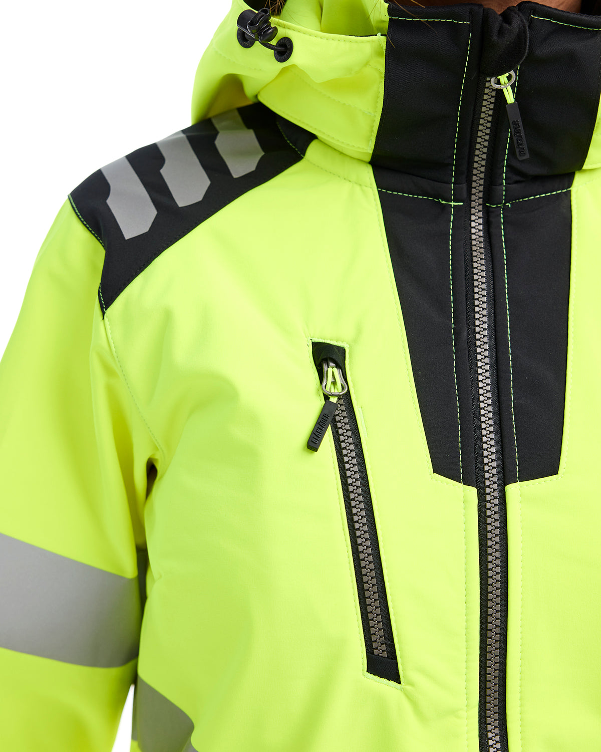 Women's Hi-Vis Softshell Jacket - Yellow Hi-viz/Black