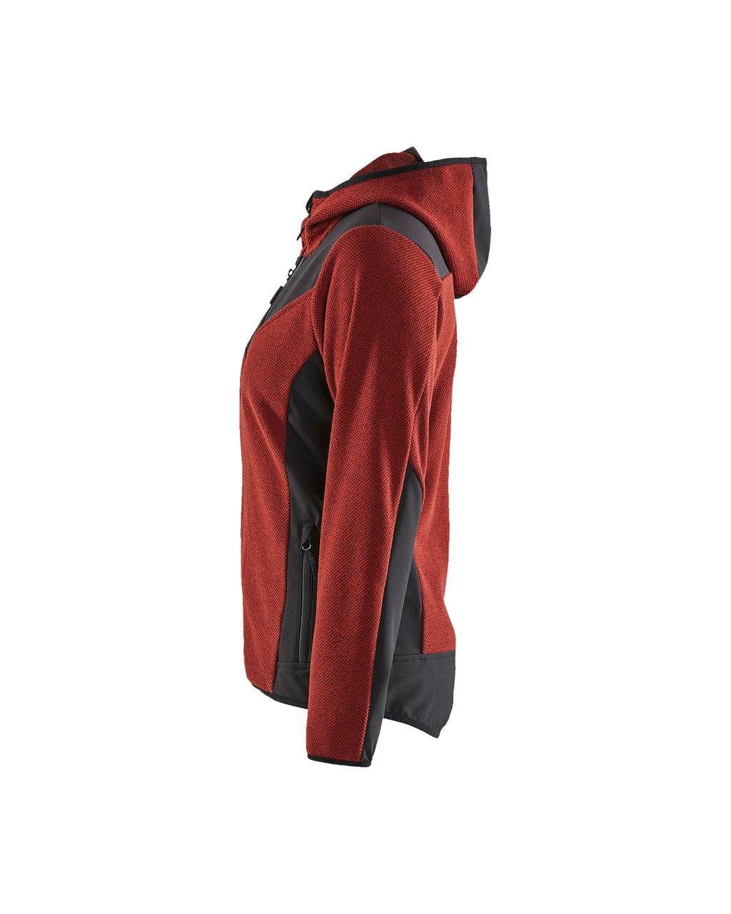 Women's Knitted Fleece Jacket - Burned Red/Black