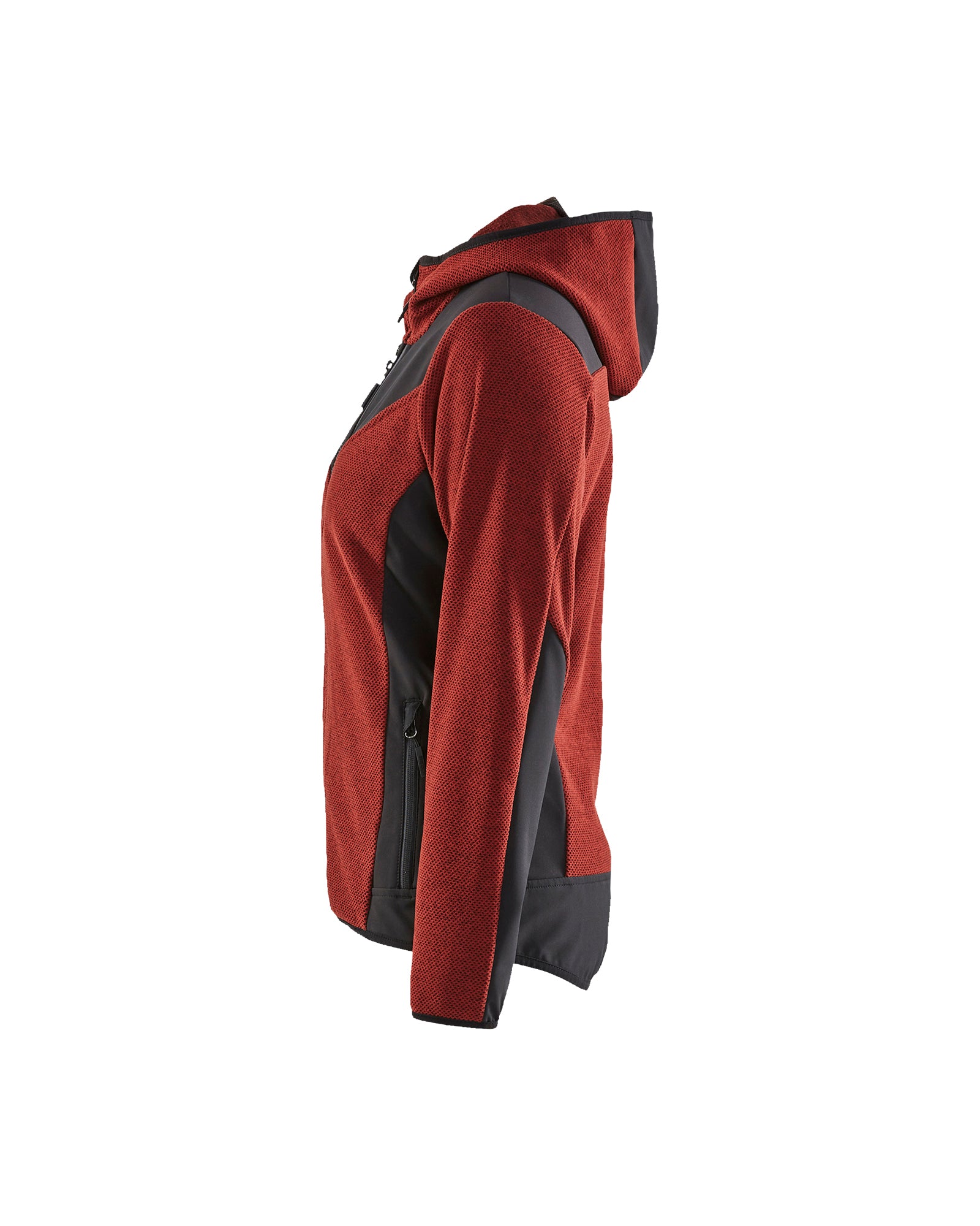 Women's Knitted Fleece Jacket - Burned Red/Black