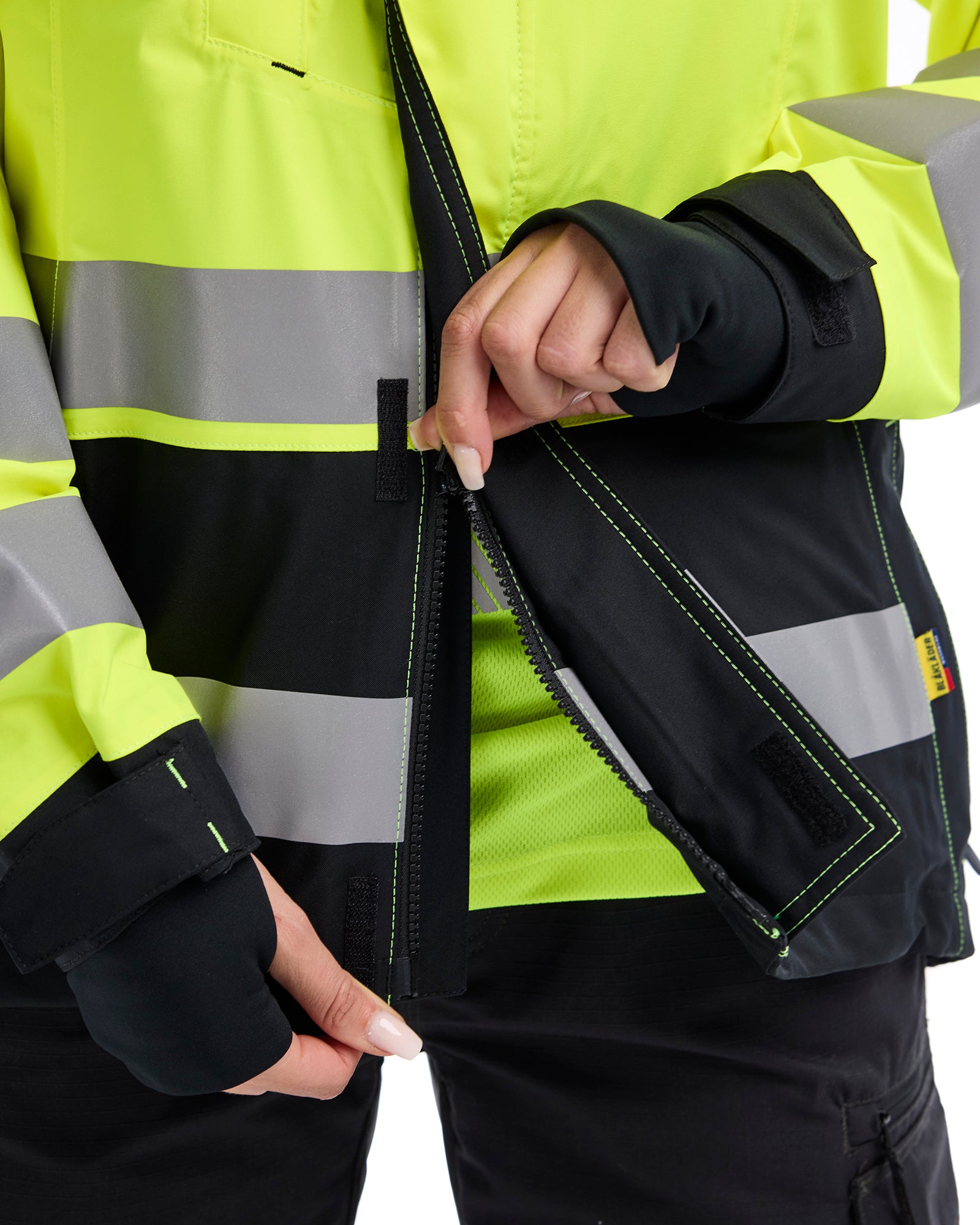 Women's Hi-Vis Shell Jacket - Yellow Hi-viz/Black