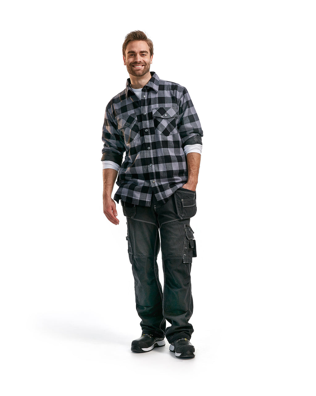 Lined flannel shirt - Dark grey/Black