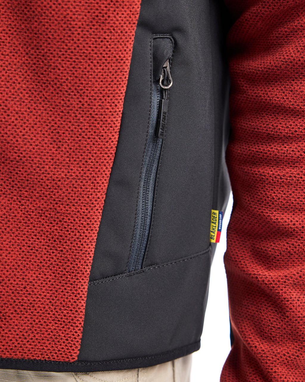 Knitted Fleece Jacket - Burned Red/Black