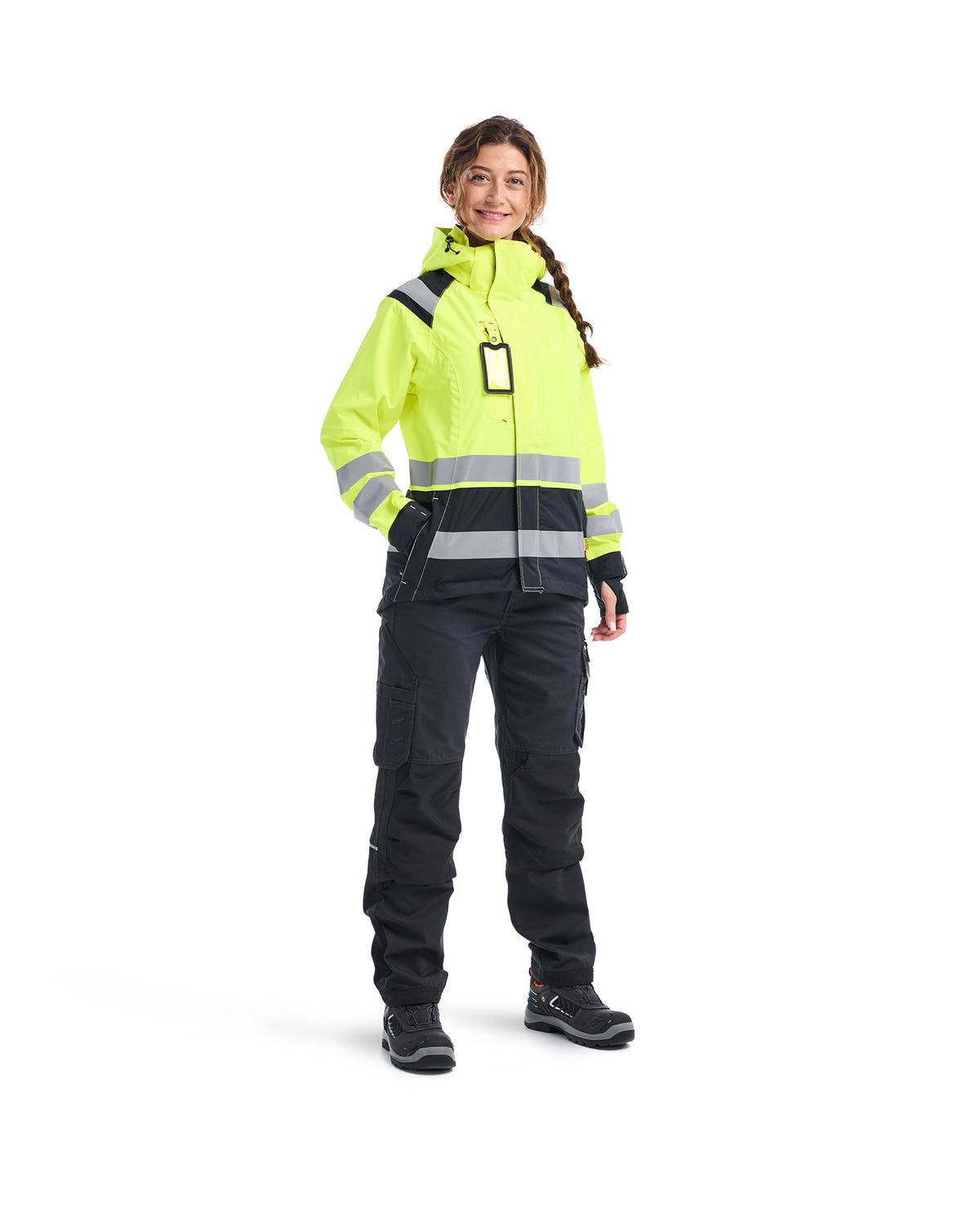 Women's Hi-Vis Premium Shell Jacket - Yellow Hi-viz/Black