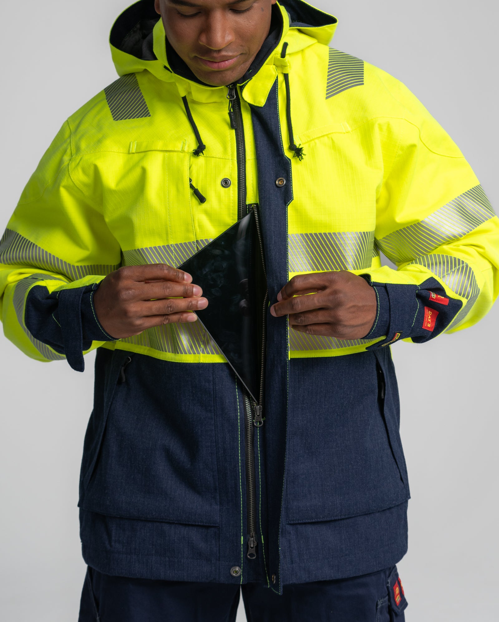 Multinorm Shell Jacket - Yellow Hi-viz/Navy blue