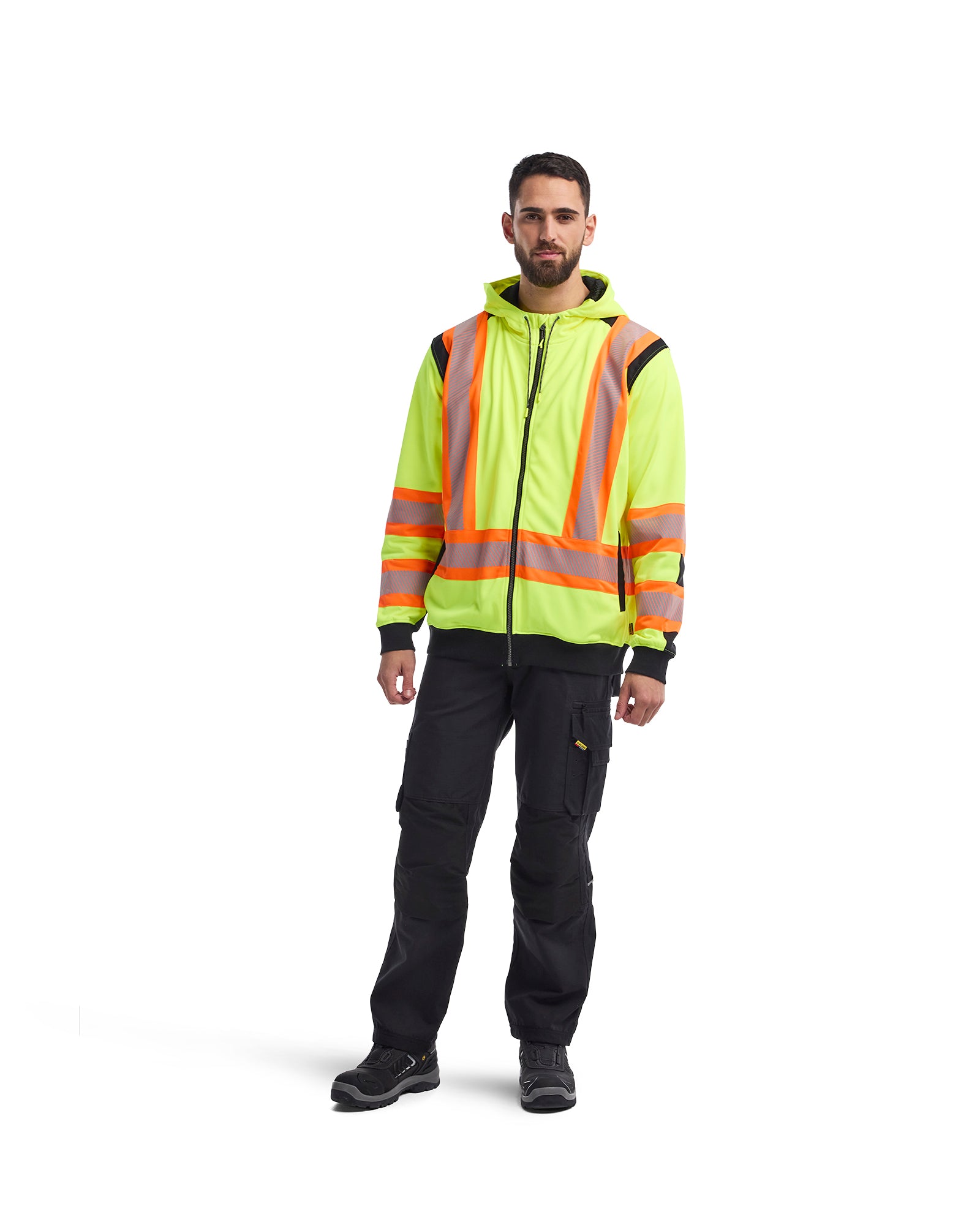 HI-VIS Zip SWEATSHIRT - Yellow Hi-viz/Black