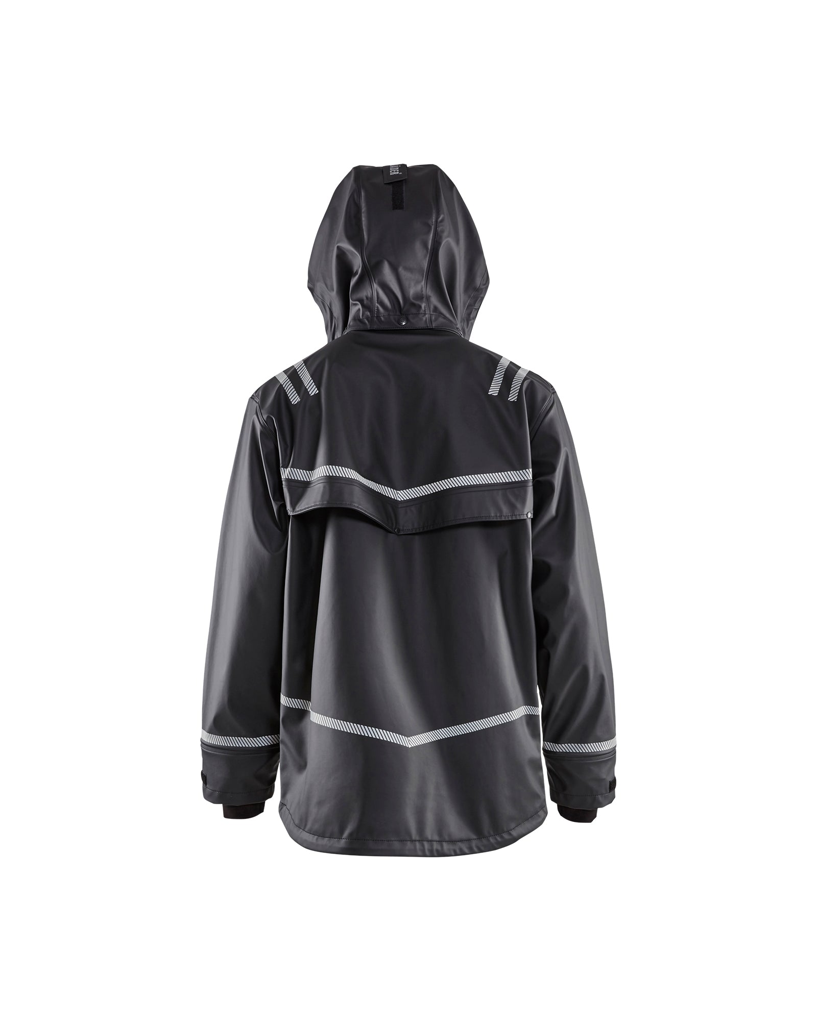 Hooded Rain Jacket with Reflective Details - Black