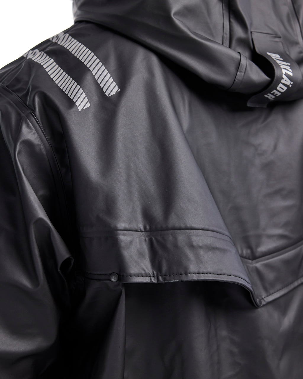 Hooded Rain Jacket with Reflective Details - Black