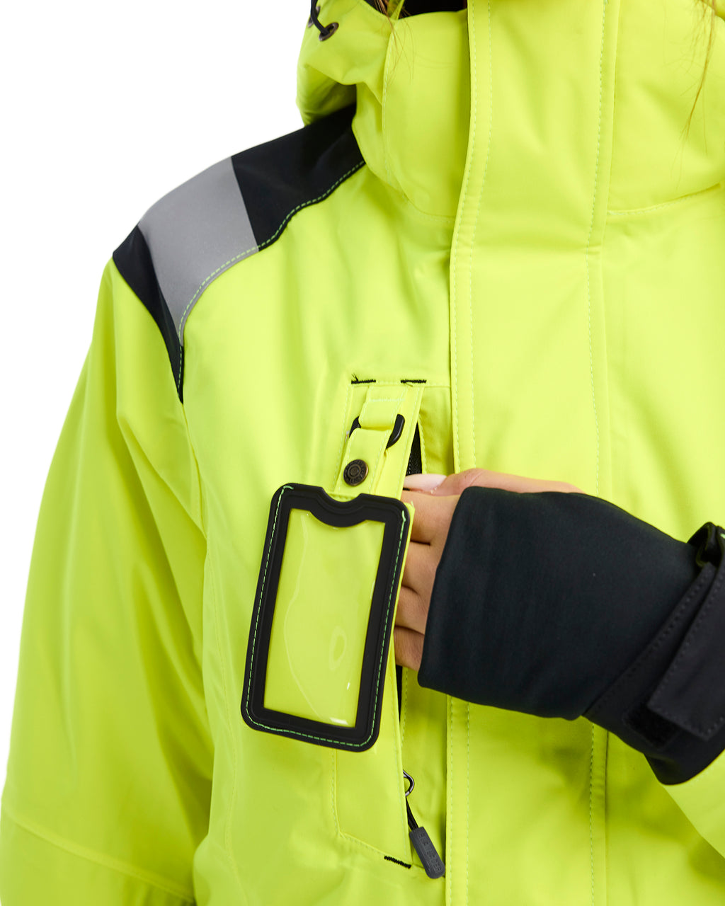 Women's Hi-Vis Shell Jacket - Yellow Hi-viz/Black