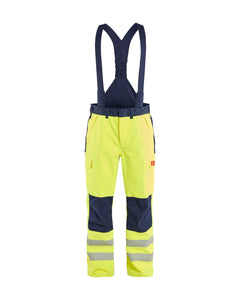 Pantalon coquille multinorme - Jaune fluo/Marine